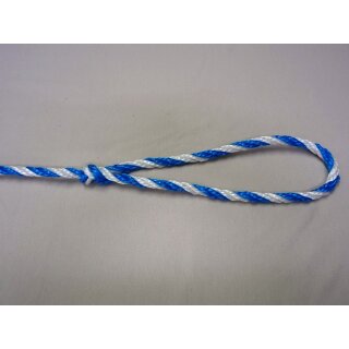 Strick/Halftertau 320 cm, blau/weiß große Oese